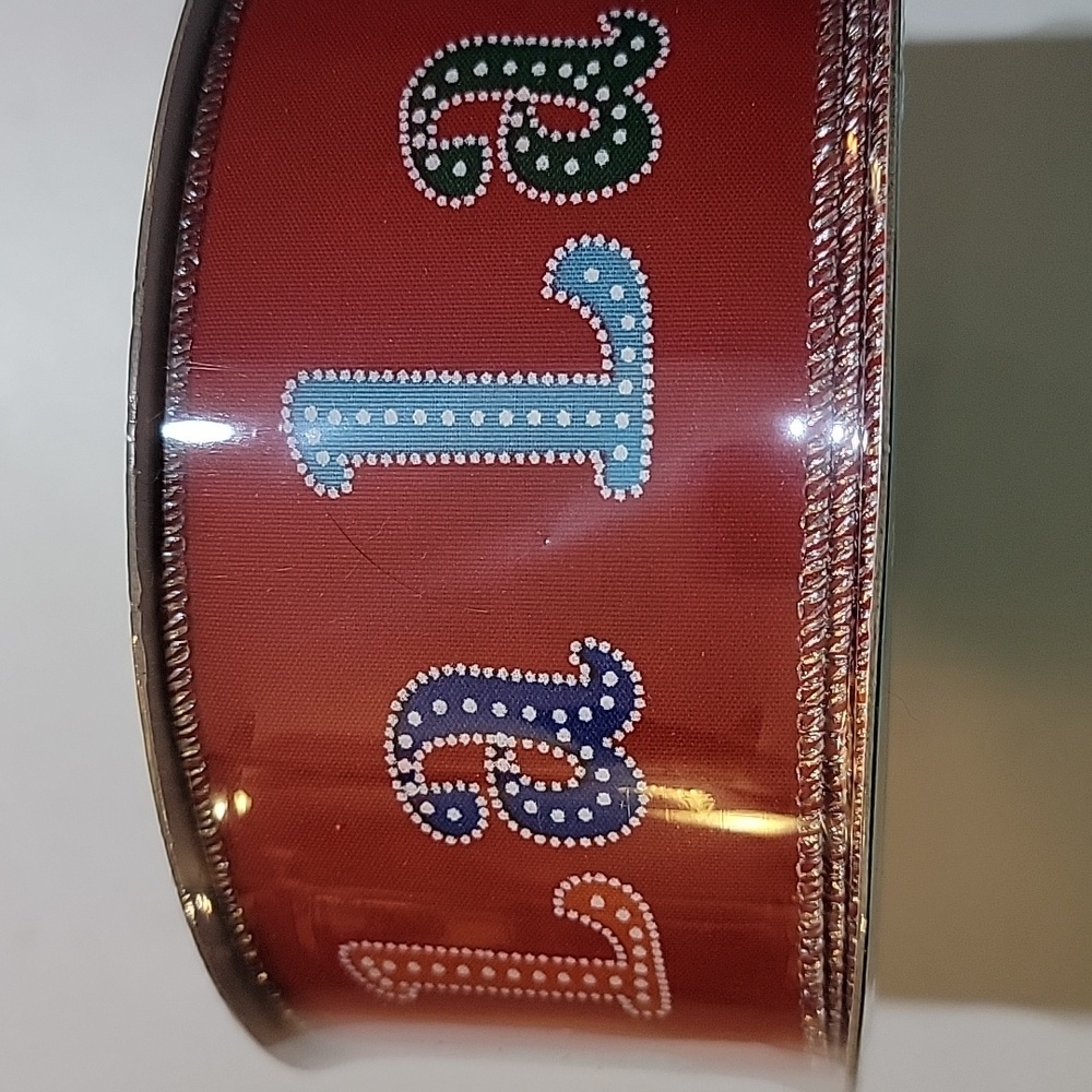 Festive Red Ribbon with Colorful Letters Fa La La - Picture 2 of 2